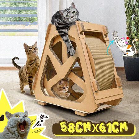 Cat Corrugated Cardboard Scratcher Play House Treadmill Ferris Wheel Scratching Board