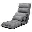 Floor Sofa Bed Lounge Recliner Chair Chaise Couch Adjustable Folding with Pillow Pedal Grey