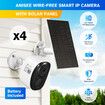Wireless Security Camera Home CCTV Outdoor Surveillance System with Solar Panel Battery Weatherproof x4