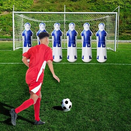 Inflatable Soccer Dummy Goalkeepr Air Mannequin Free Kick Defender Wall Football Practice Blue Color