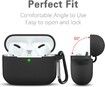 Airpods Pro Case with Keychain Silicone Skin Case Cover Shock-Absorbing Front LED Visible(Black)