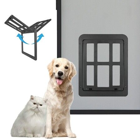 Magnetic Automatic Lock Lockable Pet Screen Door Dog Gate Way Pet Door for Screens 34cm x 44cm