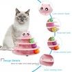 Cat Toy Roller 3-Level Turntable Balls Fun Mental Physical Exercise Puzzle Kitten Cat Toys Color Pink