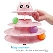 Cat Toy Roller 3-Level Turntable Balls Fun Mental Physical Exercise Puzzle Kitten Cat Toys Color Pink