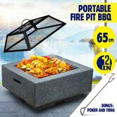 MgO Fire Pit Outdoor Fireplace Portable BBQ Smoker Patio Heater Charcoal Grill for Camping Backyard 65cm