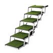 6 Steps Aluminium Dog Cat Pet Ramp Stairs Ladder Folding with Artificial Grass Surface 