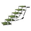 6 Steps Aluminium Dog Cat Pet Ramp Stairs Ladder Folding with Artificial Grass Surface 