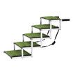 5 Steps Folding Dog Cat Pet Ramp Stairs Ladder for Car Aluminium Artificial Grass Surface 