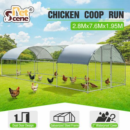 Chicken Run Coop Walk In Rabbit Hutch Bird Cage Chook Pen Shelter Dog Cat Enclosure Extra Large 280 x760 x 195cm