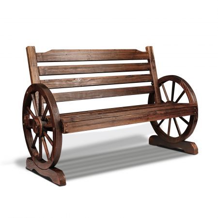Livsip Wooden Wagon Chair Garden Bench Seat Outdoor Patio Furniture Lounge Wheel