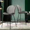 Bar Stools Kitchen Stool Chairs Barstool Dining Chair Velvet Metal Grey