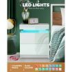 Bedside Tables Side Table 2 Drawers RGB LED High Gloss Nightstand Cabinet