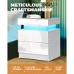 Bedside Tables Side Table 2 Drawers RGB LED High Gloss Nightstand Cabinet