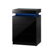 Bedside Tables 3 Drawers Side Table RGB LED High Gloss Nightstand Cabinet