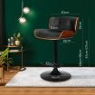 2x Bar Stools Swivel Chair Kitchen Gas Lift Wooden Chairs Leather