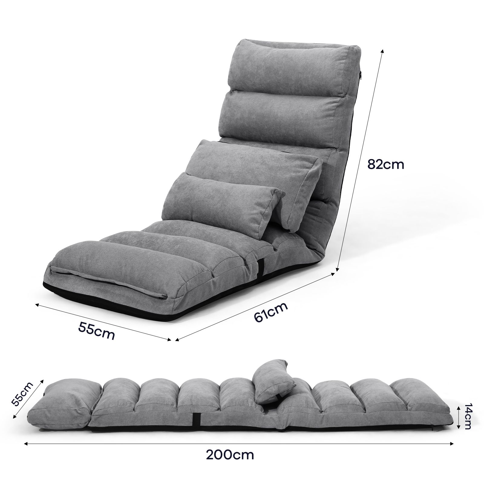 Floor Sofa Bed Lounge Recliner Chair Chaise Couch Adjustable Folding