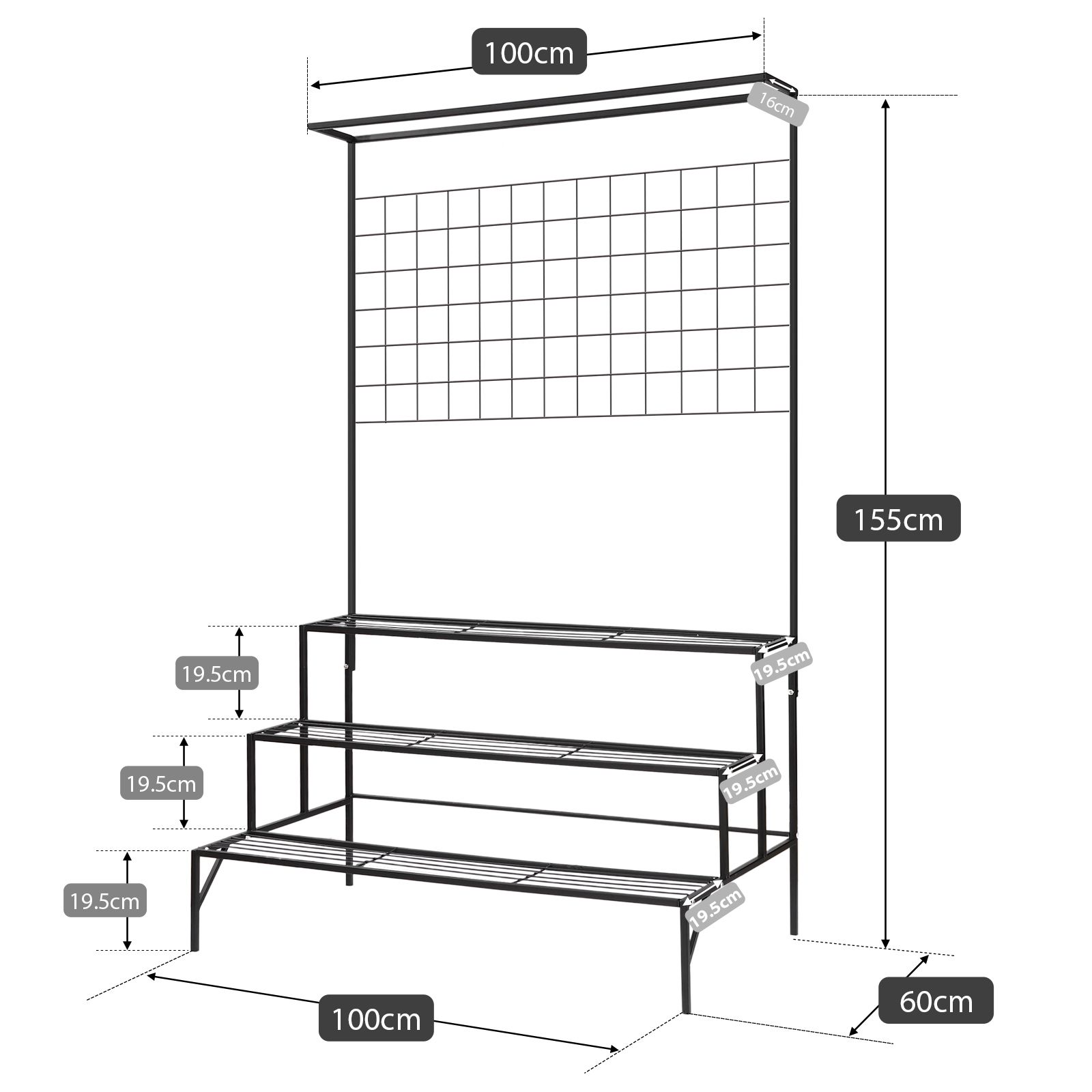 Black Plant Stand 3 Tiers Metal Hanging Pot Holder Flower Shelf Outdoor Indoor Corner Planter Garden Storage Rack Large