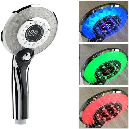 LED Light LCD Display Third Gear Water Flow Self Illumination Temperature Control Shower Head For Smart Home