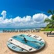 Beach Themed Blue Wall Clock Battery Operated Silent Non-Slip Vintage Round Rustic Coastal Nautical Decorative Clock