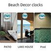 Beach Themed Blue Wall Clock Battery Operated Silent Non-Slip Vintage Round Rustic Coastal Nautical Decorative Clock