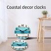 Beach Themed Blue Wall Clock Battery Operated Silent Non-Slip Vintage Round Rustic Coastal Nautical Decorative Clock