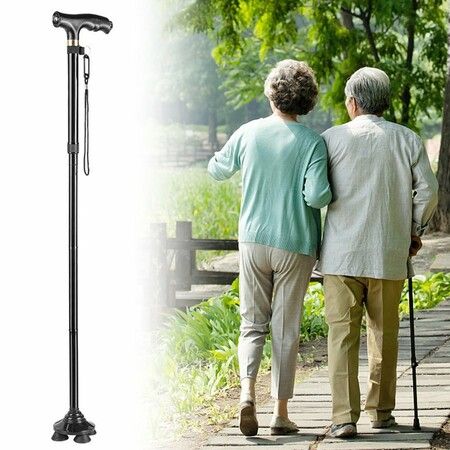 Multi-function Elderly Folding Cane with LED Lights and Stable Non-Slip Cane