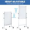 Double Sided Interactive Whiteboard Magnetic Mobile White Board Dry Erase Casters Stand 60cmx90cm Height Adjustable