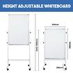 Double Sided Interactive Whiteboard Magnetic Mobile White Board Dry Erase Casters Stand 60cmx90cm Height Adjustable