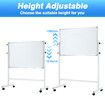 Double Sided Magnetic Whiteboard Interactive Mobile White Board Dry Erase Stand Casters Adjustable Height 90cmx60cm