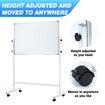 Double Sided Magnetic Whiteboard Interactive Mobile White Board Dry Erase Stand Casters Adjustable Height 90cmx60cm