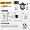 Solar Outdoor Wall Light Sconce Hanging Lantern Garden Outside Lamp Patio Fence Porch Waterproof with Light Sensor 2PCS