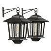 Solar Outdoor Wall Light Sconce Hanging Lantern Garden Outside Lamp Patio Fence Porch Waterproof with Light Sensor 2PCS