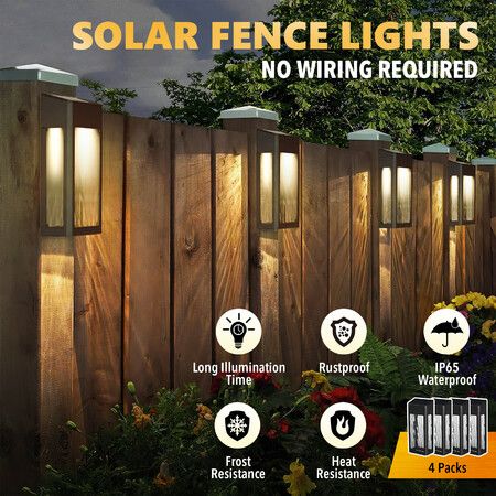 Outdoor Solar Wall Light Sconce Hanging Lantern Garden Outside Lamp Patio Porch Fence Waterproof with Light Sensor 4PCS