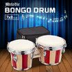 Melodic Bongo Drums Set Wooden Percussion Instrument with Padded Bag and Tuning Keys Kids Adults Beginners 7" 8"