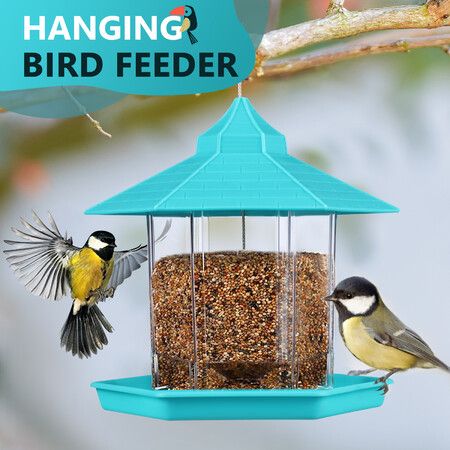 Bird Feeder Hanging Seed Container for Quail Parrot Automatic Garden Wild Outdoor Gazebo Shape