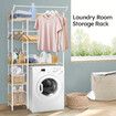 Over Toilet Shelf Bathroom Organiser Washing Machine Dryer Laundry Washer Storage Towel Rack 5 Tier Freestanding Open Unit
