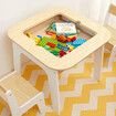 Kidbot Lego Table and Chair Set Childrens Kids Activity Play Centre Wooden Multifunctional Desk with Storage Space