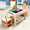 Kidbot Kids Lego Table and Chair Set Wooden Childrens Multifunctional Desk Activity Play Centre Baseplate Chalkboard