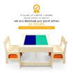 Kidbot Kids Lego Table and Chair Set Wooden Childrens Multifunctional Desk Activity Play Centre Baseplate Chalkboard