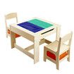 Kidbot Kids Lego Table and Chair Set Wooden Childrens Multifunctional Desk Activity Play Centre Baseplate Chalkboard