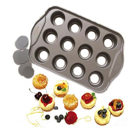 Nonstick Mini Cheesecake Pan,12 Cup Removable Metal Round Cake & Cupcake Muffin Oven Form Mold For Baking Bakeware Dessert Tool