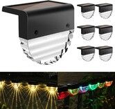 Solar Deck Lights,Outside Step Lights Solar,Outdoor Stair Lights for Garden,Patio,Stair,Driveway,Yard,Path,Terraces Railing Lights(Warm White/Color Changing) 6Pack