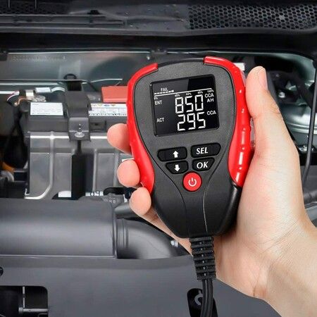 12V Car Battery Tester, Auto Battery Load Analyzer with LCD Display, Test Battery Life Percentage, Voltage, Resistance