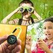 Binoculars for Kids, Set with Magnifying Glass And Compass (Green)