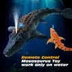 Remote Control Dinosaur for Kids,Mosasaurus Diving Toys RC Boat with Light and Spray Water for Swimming Pool Lake Bathroom Ocean Protector Bath Toys(Orange)