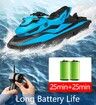 RC Boats for Kids & Adults Remote Control Boat for Pools & Lakes with 2 Batteries/Dual Motors/2 Charger Cables & Low Battery Prompt Motor Boat (Blue)