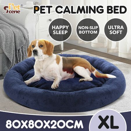 Pet Dog Cat Bed Puppy Calming Doughnut Cave Donut Nest Plush Soft Comfy Warm Washable