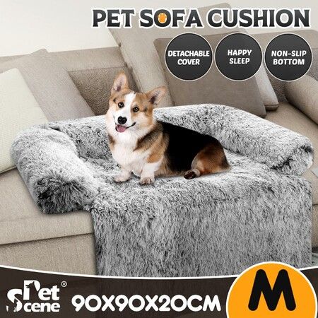 Pet Dog Cat Bed Puppy Cushion Calming Sofa Couch Protector Cover 90x90x20cm