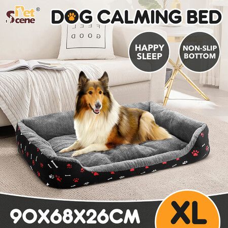 Pet Dog Cat Bed Calming Soft Puppy Sofa Couch Cushion Warm Washable 90x68x26cm