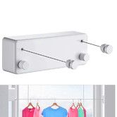 Retractable Clothesline Indoor, Retractable Double Lines, Double Line (Drill) (Whtie T)